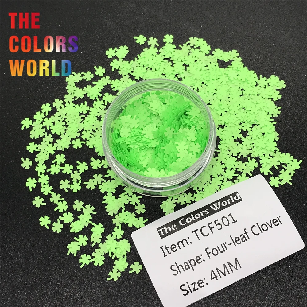 

TCT-212 Four-leaf Clover Shape Neon Bright Matte Color 4MM Solvent Resistant Nail Glitter Nail Art Decoration Polish Henna DIY