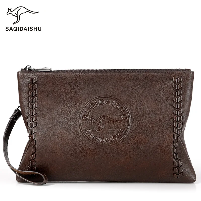 

Men's Microfiber Synthetic Leather Envelope bag fashionable Day Clutch big capacity casual tote handle Ipad bag male travel bag