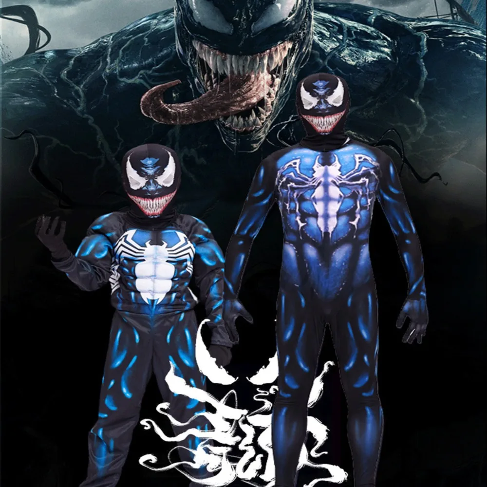 

Adult men Kids Boy Christmas Venom Spiderman Children's Cosplay Siamese Tights Muscles Party Party Performance Ball Costumes