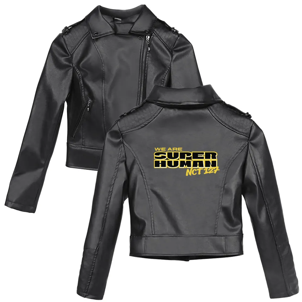 

NCT 127 WE ARE SUPERHUMAN Cool Fashion Jacket Harajuku Kpop Women Style black leather motorcycle Trend casual PU wear jacket
