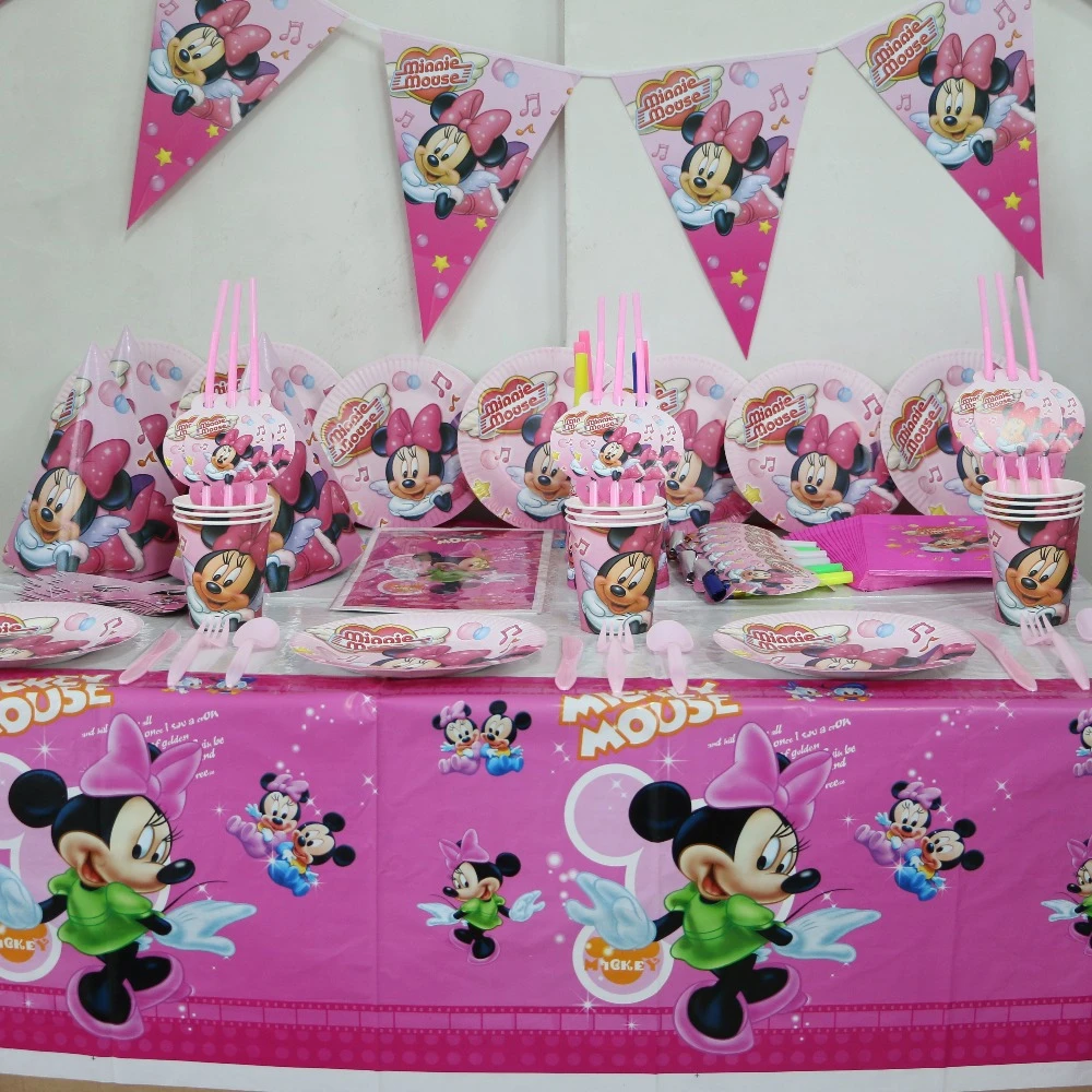 92 Pcgirl Enfants D Anniversaire Decoration Ensemble Minnie Souris Theme De Luxe Partie Bebe Joyeux Anniversaire Parti Filles Fournitures De Douche De Bebe Faveur Aliexpress
