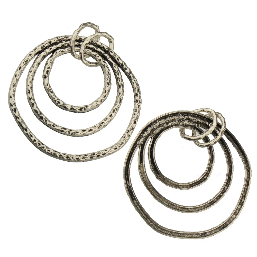 

Retro Silver Pendants For Necklaces DIY Rope Circle Open Large Slider Zinc Alloy Fashion Accessories Jewelry Handmade 82mm 2pcs