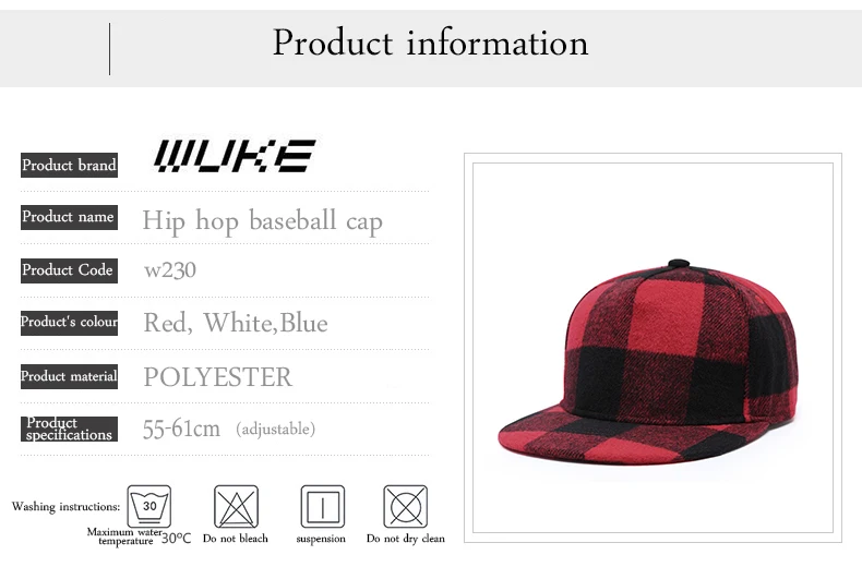 WUKE Открытый регулируемый сетчатые шляпы толстый хлопок замши плоские края бейсбольная кепка в клетку для Для женщин Для мужчин зима Snapback