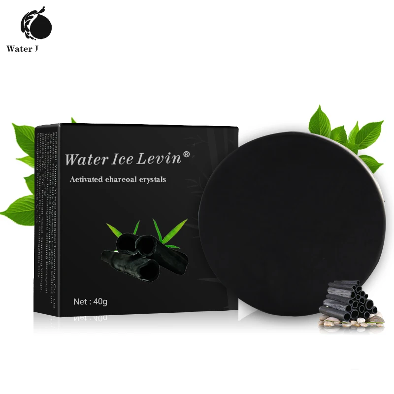 

Water Ice Levin 40g Handmade Black Bamboo Charcoal Soap Anti-Acne Whitening Essence Soap Facial Deep Cleansing Pores Cleanser