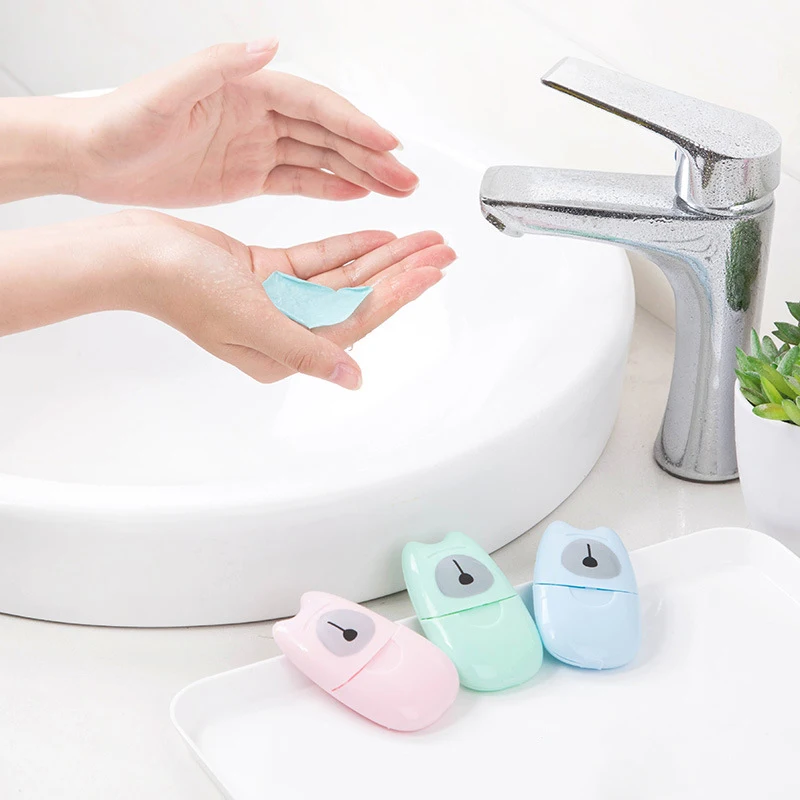 Открытый мыло в мини-формате Бумага мытье рук Ванна чистое душистое кусковое листовое 50 шт одноразовые Boxe мыло Портативный мини бумажное мыло