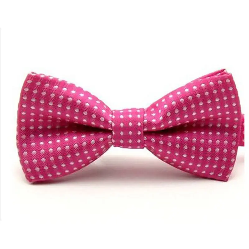 Модный однотонный галстук-бабочка для свадьбы в горошек для мальчиков YYTIE0003 - Цвет: Hot Pink