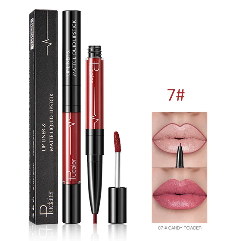 as picture 2 в 1, Матовая жидкая губная помада карандаш для губ, подводка для губ, Водонепроницаемый, Длительное Действие, Для женщин макияжа губ палка Горячая МДФ - Цвет: as picture