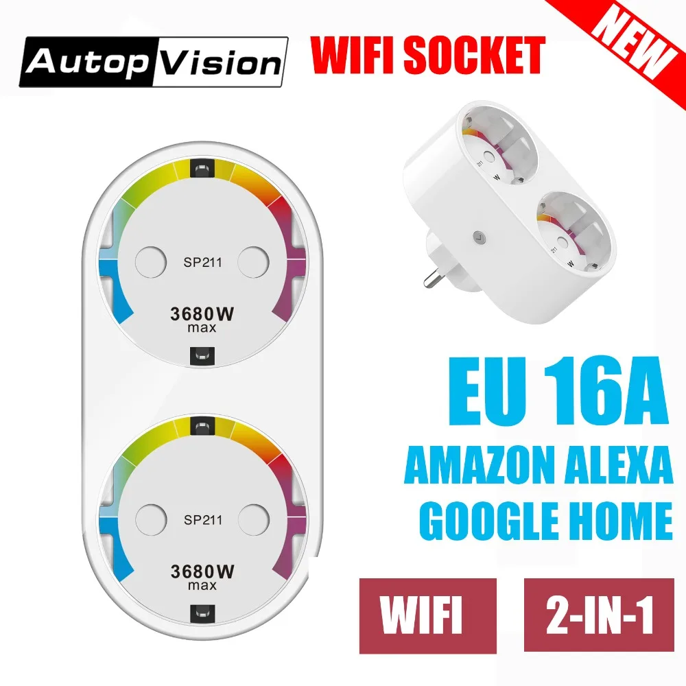 

SP211 Smart Plug WIFI 16A EU Plug Socket for Smart Home , Support Alexa, Smart Plug for Table Lamp Night Light Kitchen