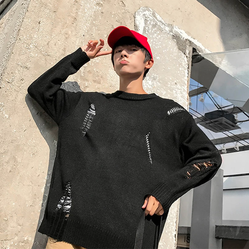 5 Colors Knitted Male Sweater Round Neck Loose Long Sleeve Korean Pullover Sweater Men Fashion Sueter 2