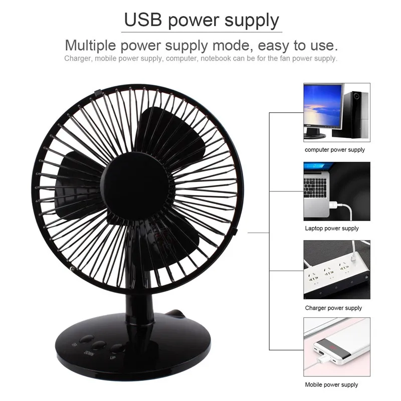 Вентилятор охлаждения 4 Вт USB тряска вращения ультра-Тихая бытовая техника офисные настольные вентиляторы 2 скорости металлический дизайн