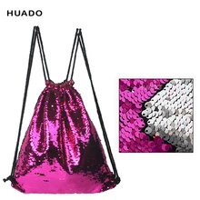 Модная сумка рюкзак на шнурке двухцветные блестки Женский рюкзак на шнурках для путешествий