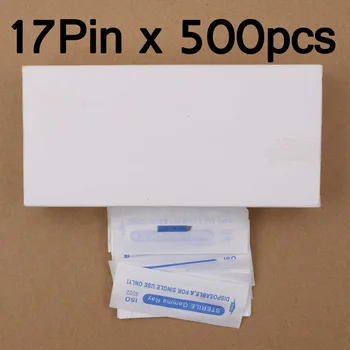 

500pcs 17 Pin Permanent Eyebrow Makeup Blades Tattoo Manual Needle For Microblading Pen tattoo gun High quality free shipping