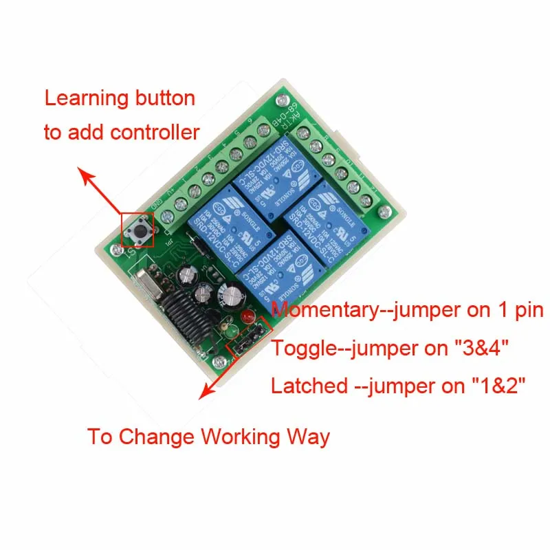 Смарт несколько DC 12V 24V 10A 315/433 MHz 4CH 4 CH беспроводное реле RF пульт дистанционного управления приемник+ 4 кнопки передатчик