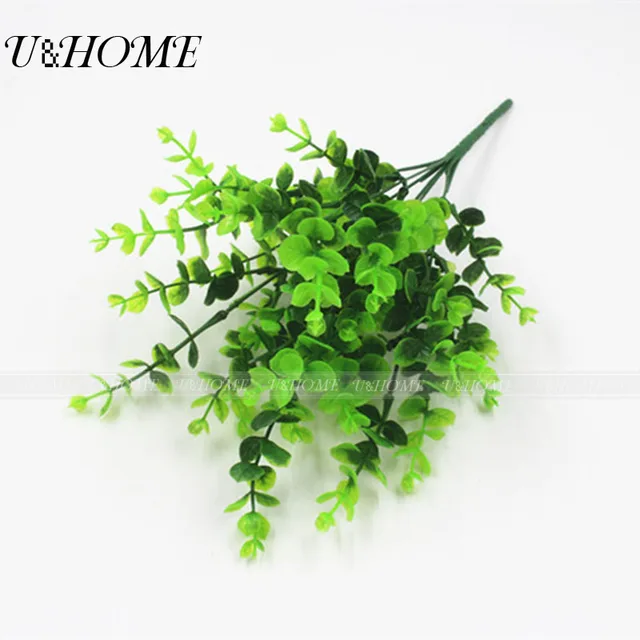 7 Branches Artificial Plant Eucalyptus Gr Fake Plastic Leaves 7 Branches Artificial Plant Eucalyptus Gr Fake Plastic Leaves Trees For Home Wall Garden Wedding Table