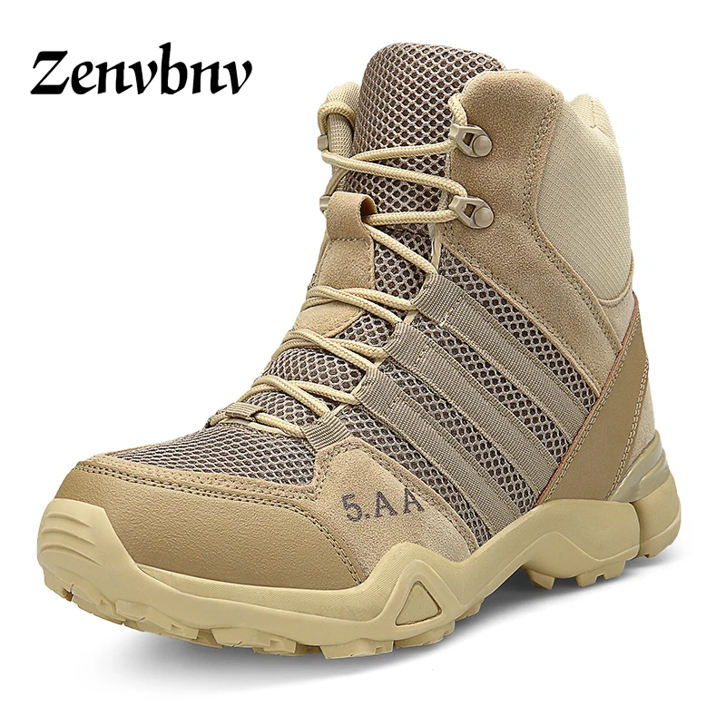 

ZENVBNV Men Boots Military Work Boots Mens Boots Casual 2018 Black Beige Autumn Summer Walking Shoes Casual Male Shoes Man New