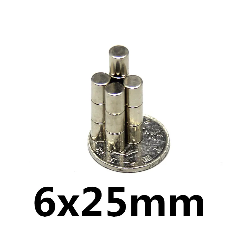 5 шт. N35 Диаметр 6 х 25 мм горячая Распродажа круглый магнит очень сильный редкоземельные магнитные 6*25 мм