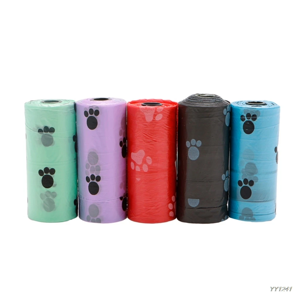 

NEW Multicolor 1Roll/15PCS Pet Dog Waste Poop Bag Poo Printing Degradable Clean-up Y110-Dropshipping