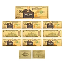 США Трамп коллекционные Красочные золотые банкноты копия бумажных денег с сертификатом карты для подарков и коллекции