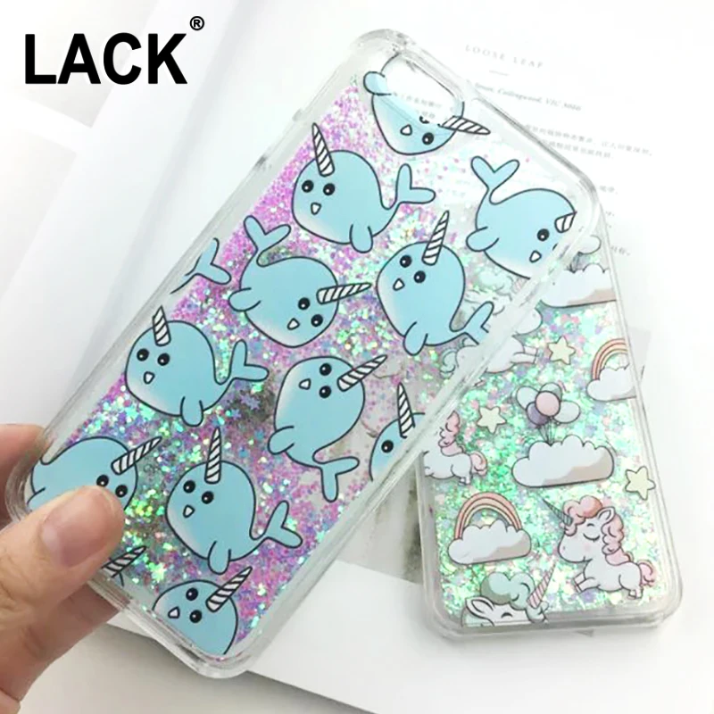 Cute Cartoon Unicorn Case For iPhone 6 6S Dynamic Glitter Stars Dynamic Liquid Cartoon Phone Cases Cover For iphone 6S 6 / Plus