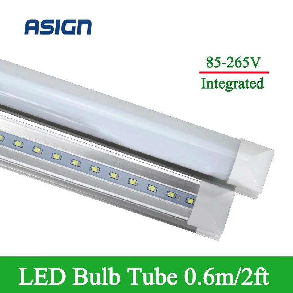 

1X Integrated Led Tubes LED Bulb Tube T8 2ft 10W 48LEDs SMD2835 High luminous flux 1000lm Led Fluorescent Light AC85-265V CE FCC
