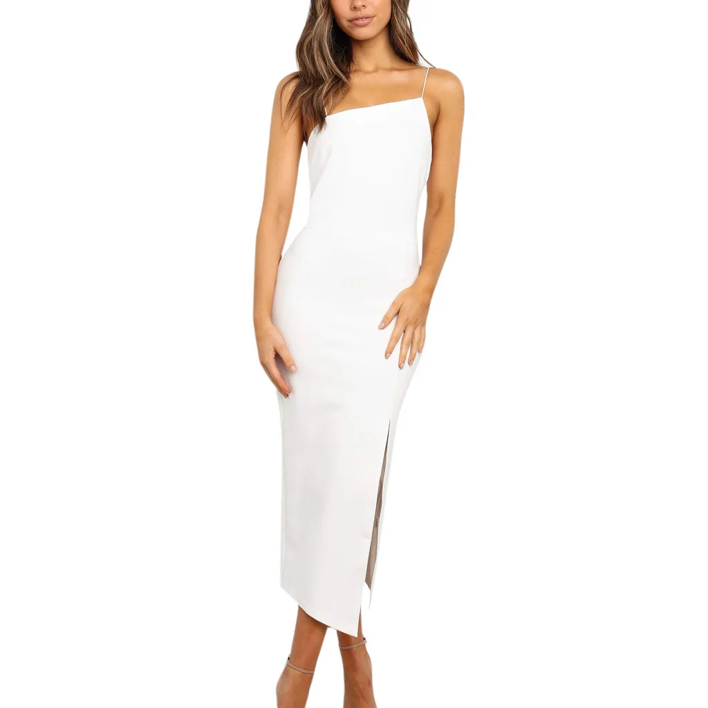 

Sexy dres for women vestidos Summer dress 2019 Strappy Sleeveless Bodycon Cocktail Prom Gown Dress vestidos de verano