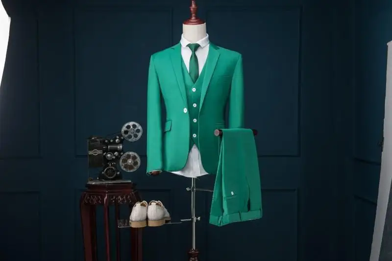 Best Offer for  Slim Fit Green Best Man Groom Men's Wedding/Prom 3 Piece Suit Groom Tuxedos Suit C297