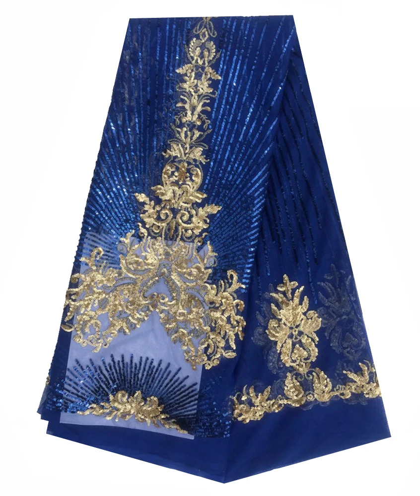 Королевская Синяя французская африканская кружевная ткань, гипюр, расшитый блестками, хлопковый шнур, тюль, нигерийская Тессу, сетка, индийское кружево для свадебного платья D018