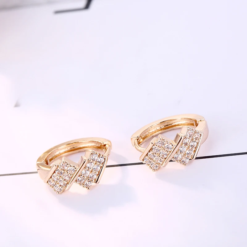 

CARSINEL Brand Rose gold color Zircon Jewelry Hoops Earrings For Women Wedding Vintage Earrings Geometric Jewelry ER0549