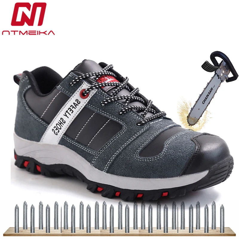 الرجال الأزياء حذاء امن للعمل الصلب اصبع القدم جلد البقر أحذية قتالية تنفس عارضة أحذية السلامة الرجال الدانتيل يصل الأحذية الواقية