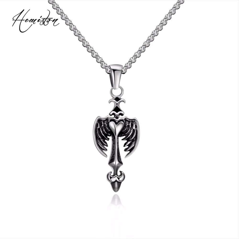

2016 Wings of Devil Pendant Necklace, Length: 50cm, 316L Titanium Steel Punk Necklace for Men, Biker Vintage Jewelry TS