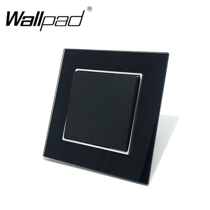 

1 Gang 2 Way EU Hook Switch Wallpad 110-250V AC Black Glass Schuko European 1 G 2 W Double Control Switch with Claws Mounting