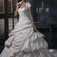 Ручная работа принимается Ruched вечернее платье из тафты свадебное платье с курткой