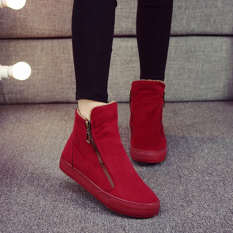 

Short plush warm platform snow boots women Zip non-slip fur winter shoes Casual comfortable cotton women ankle boots DBT1056