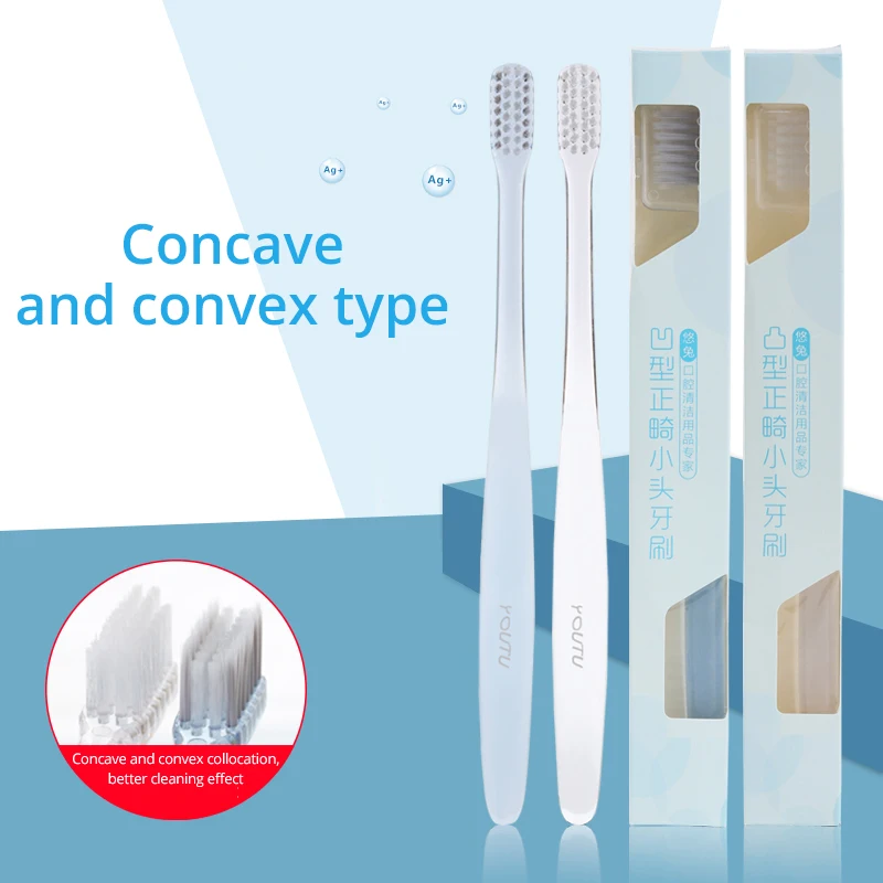 Concave and Convex Correction Toothbrush Special For Orthodontic Teeth Clean Oral Silver Ion and Dupont Bristles 2pcs/bag