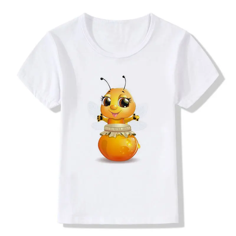 White t-shirt Летние Детские футболки с изображением забавной маленькой пчелы, которая укусывает соски, детские топы с 3D принтом, футболки для девочек и мальчиков одежда для малышей - Цвет: White t-shirt