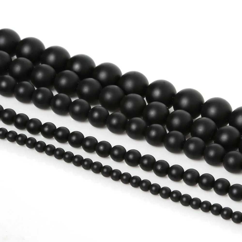 

New Arrival Hight Quality Black Polish Matte Onyx Round Natural Stone Beads 4/6/8/10/12MM Fashion Jewelry DIY