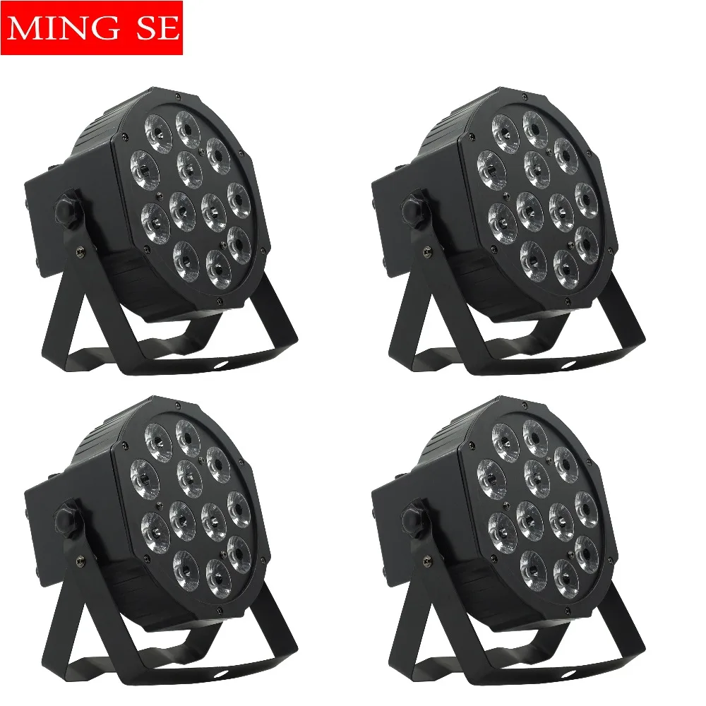 Ceny 4 sztuk partii 12w led koraliki do lampy 12x12W led Par światła RGBW 4in1 płaskie par led dmx512 światła dyskotekowe profesjonalnej scenie sprzęt dj