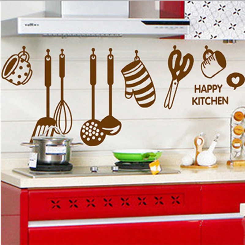 JX LCLYL съемный Happy Кухня Wall Art Наклейки виниловые наклейки в виде Фотообоев c