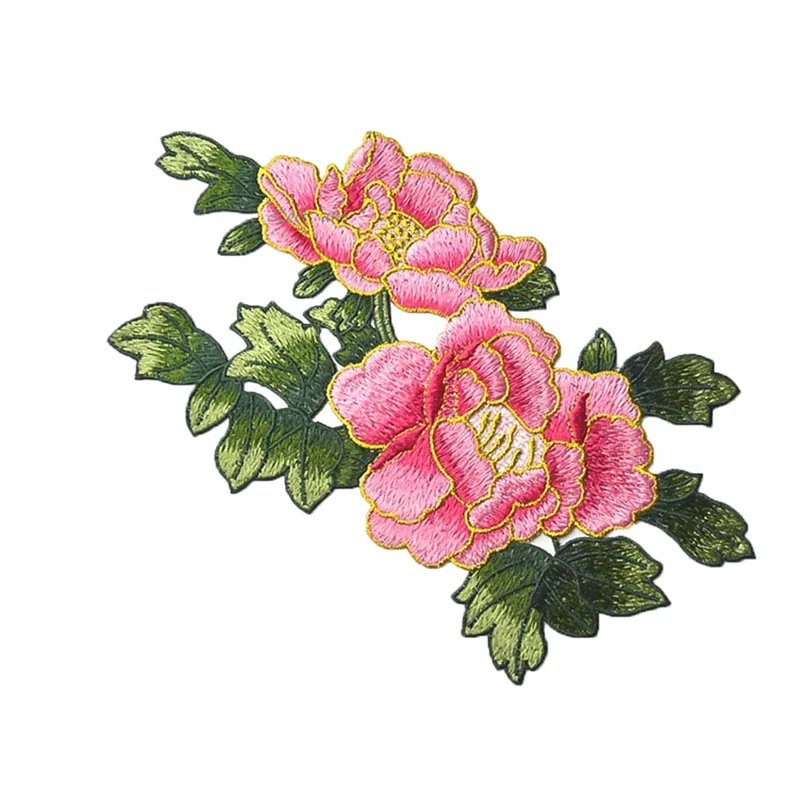 

stick embroidery patch The large size Peony flower water soluble embroidered clothes no back glue Need to hand sewing 3 Colors