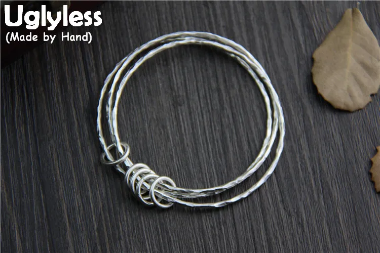 

Uglyless Real S 999 Fine Silver Bangles for Women Simple Fashion Multi Circles Dress Bangle Little Circles Charm Jewelry Bijoux