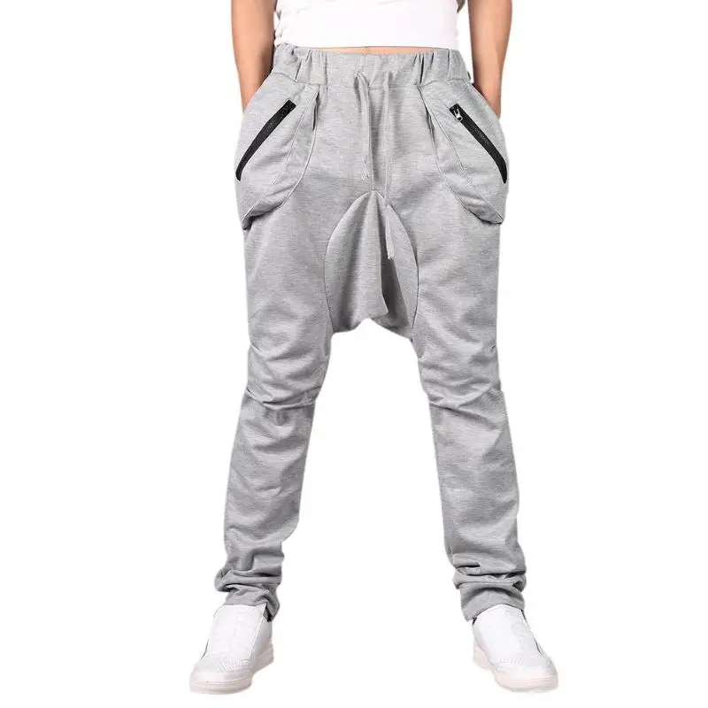 2018 Summer Men Casual Harem Pants Soft Pockets Drop Crotch Drawstring