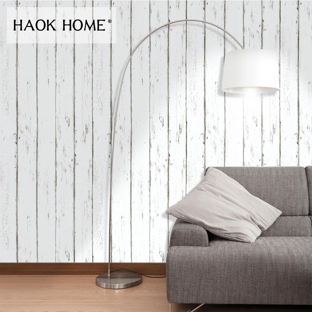 

HaokHome 3d Wood Panel Wallpaper self adhesive Vinyl Rolls White For Living room bedroom study room funiture sticker home decor