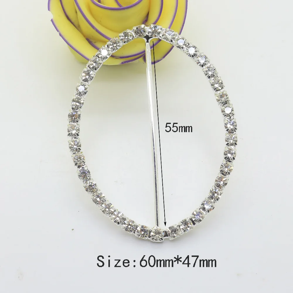 

Shiny 10PC Flat back Oval Rhinestones Buckle Craft Diamante Metal Buckle DIY Wedding party decoration buckle Ribbon Slider