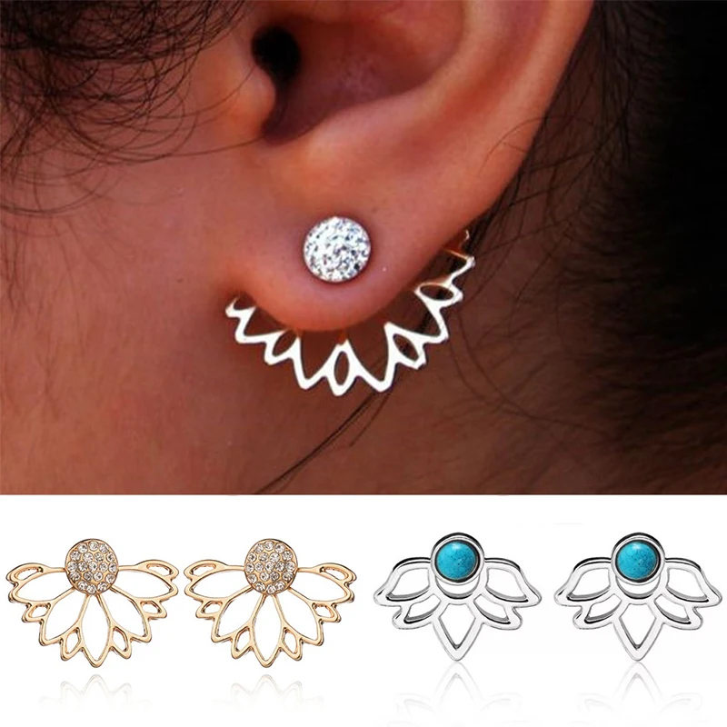 

Hot Sale 1Pair Allergy Free Exquisite Multi-purpose Stud Earrings Crystal Jacket Flower Stud Earrings Fashion Jewelry