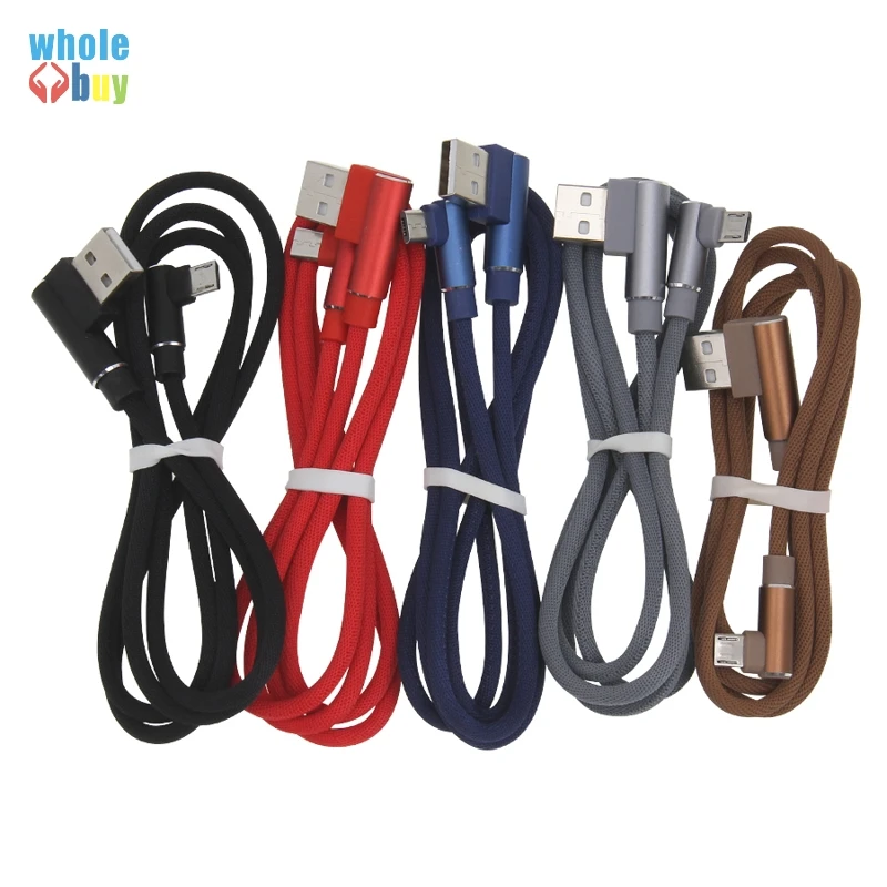 US $303.02 300pcsLot Wholesale 1m 2m 3m 90 Degree Fabric Elbow Game Cable Type C 8pin Micro USB 5pin Data Cable For IPhone X Huawei HTC