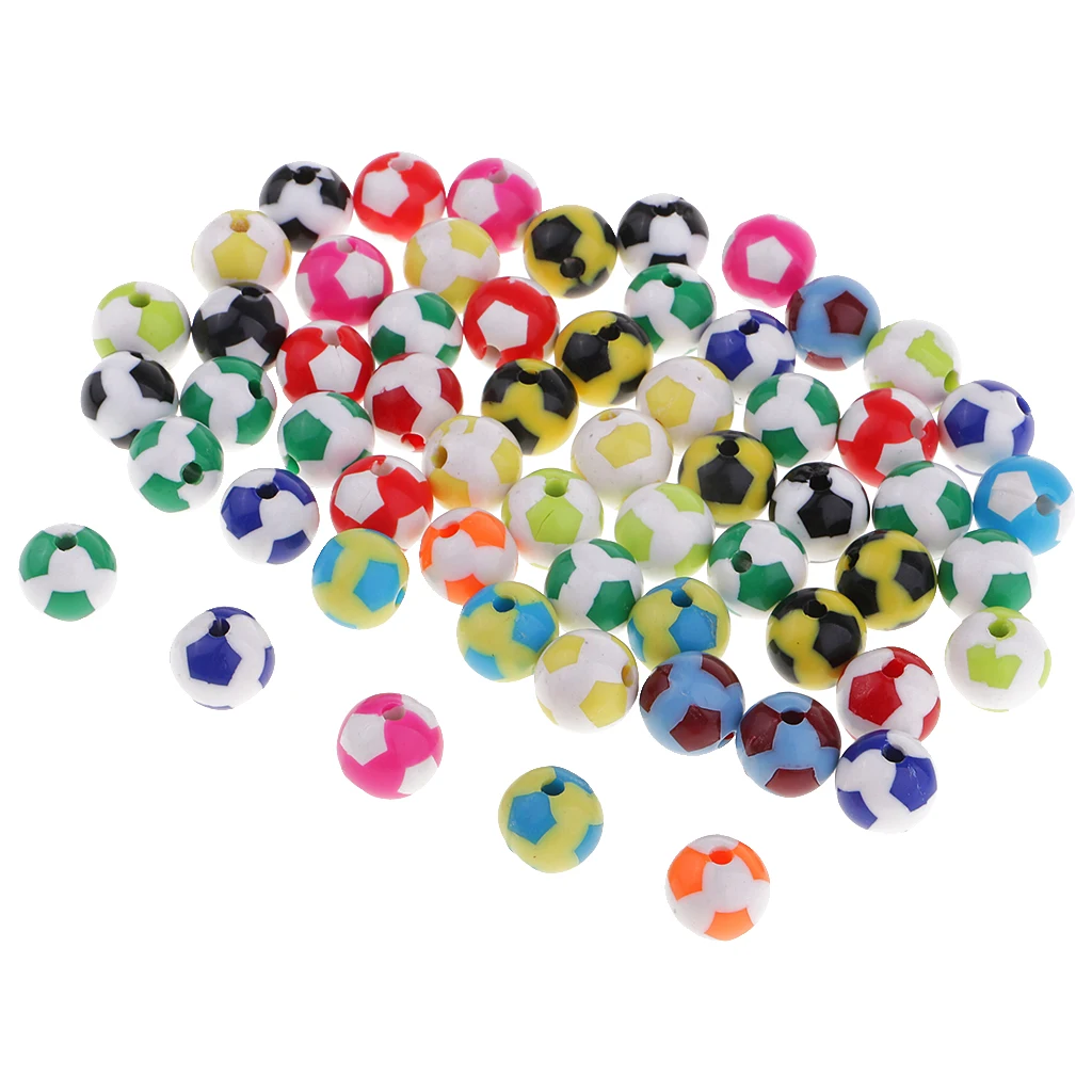 60pcs 12mm Soccer Ball Beads Fit European Charm Bracelet Jewelry DIY Findings Crafts Wholesale