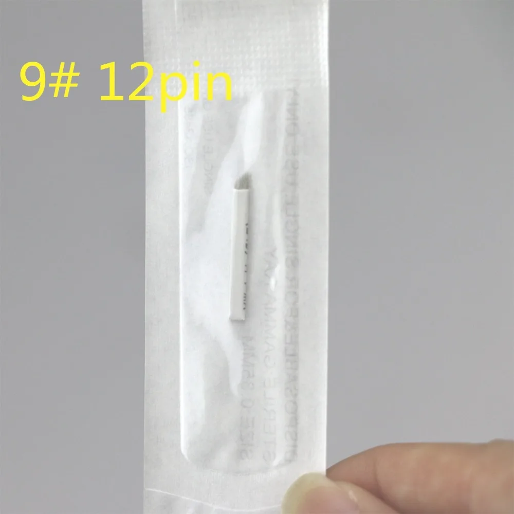 Permanent Makeup 9# 12-Pin Manual Eyebrow Pen Blade Needles for Tattoo 12 pin Sloped handle pen | Красота и здоровье