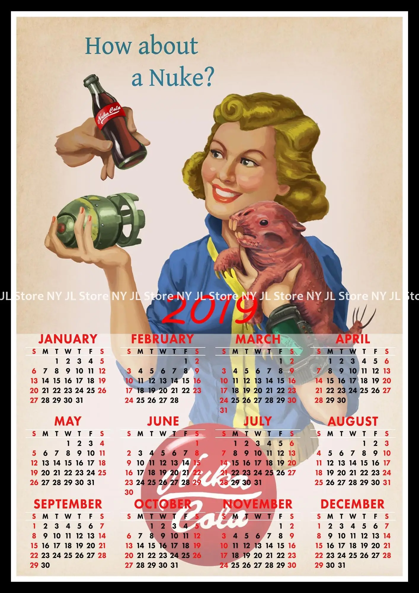 Fallout 3 игра плакат Серии A 2019 календарь домашние декоративные принадлежности