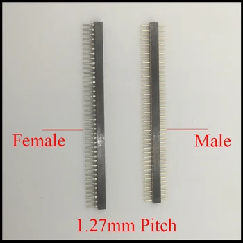 

1*50 1x50 Pin 50P 1.27mm Pitch Single Row Module Circular Round Hole Straight Male Female Socket Strip Connector Pin Header