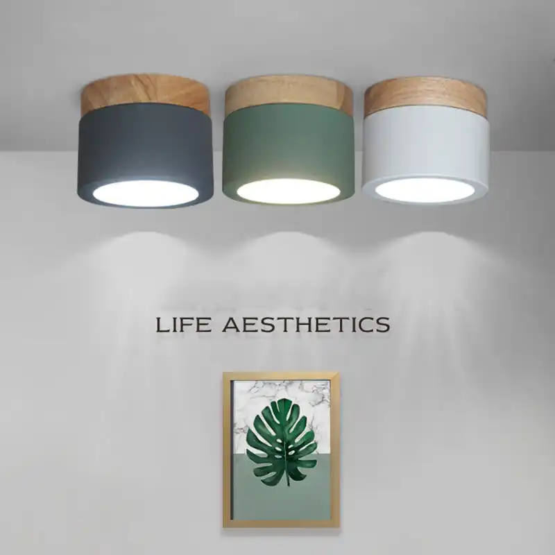 Modern Nordic Small Round Led Downlight Living Room Foyer Corridor Hotel Ceiling Mounted Modern Wood Led Down Light Lamp Downlights Aliexpress